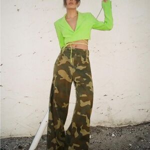 ZARA Camo wide leg jeans